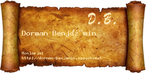 Dorman Benjámin névjegykártya